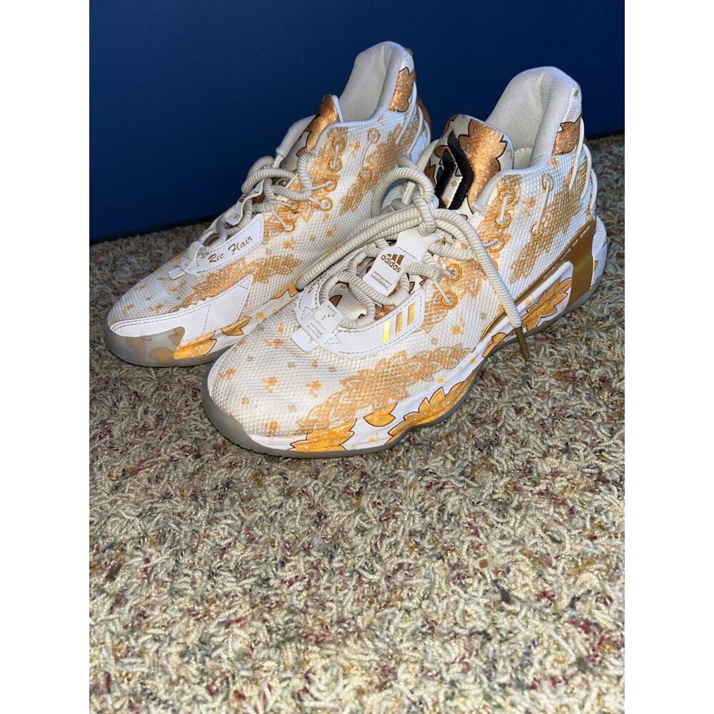 Size 8.5 - adidas Ric Flair x Dame 7. White Gold Metallic Pre- Owned